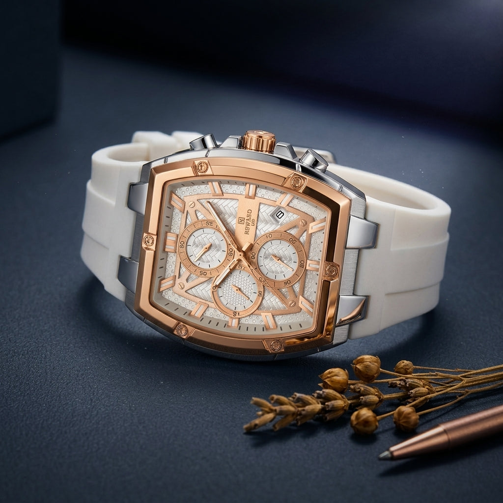 REWARD VIP | Premium Luxury Rose Gold & White | Men’s Chronograph Watch.