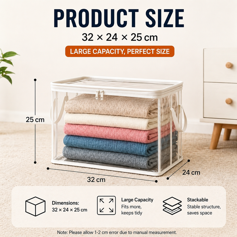 🔥Last Day 49.5% OFF📦Portable Large Heavy-Duty Thick Plastic Clear Storage Box with Hinged Lid