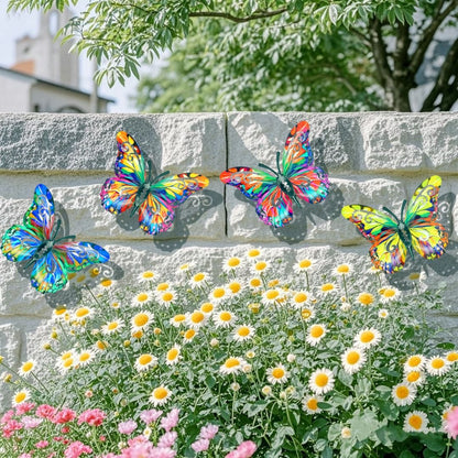 🦋4Pcs Butterfly Metal Wall Decor,Outdoor Hanging Wall Art Sculptures Decoration