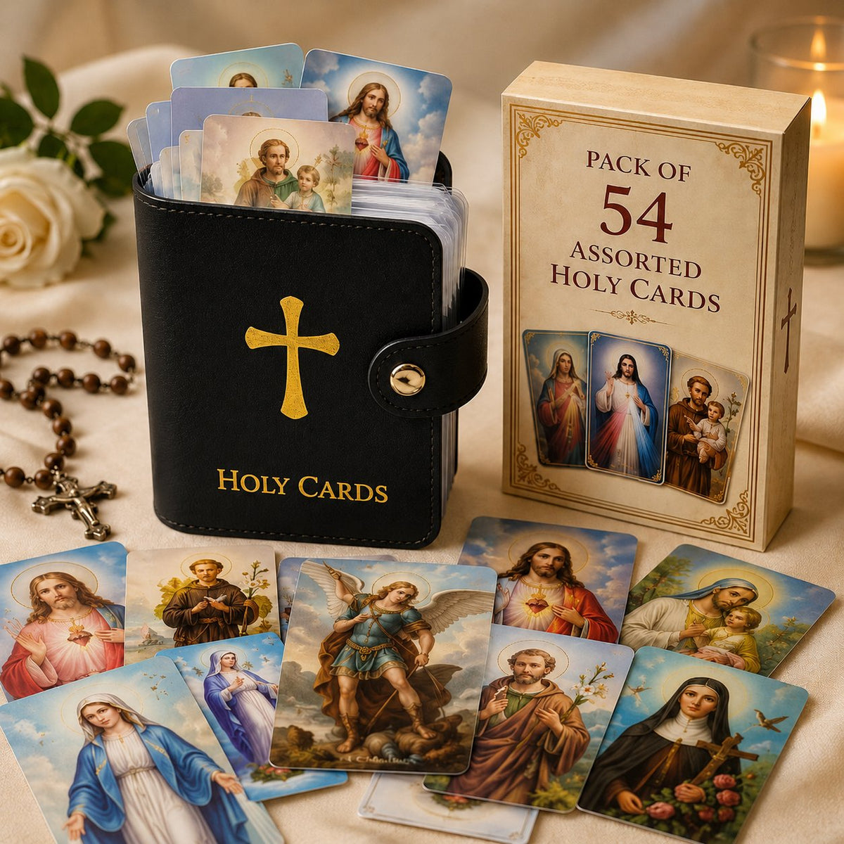 ✝️ Catholic Holy Card Holder – Pocket Prayer Card Organizer with Snap Closure