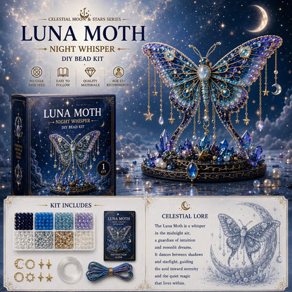 🔥Last Day: BUY 3 GET 1 FREE🌙 Moon Cat Luna Guardian DIY Bead Kit | Celestial Moon & Stars Series