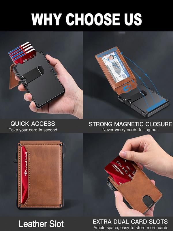 💼🔒Premium Aluminum RFID Blocking Minimalist Wallet for Men detail view