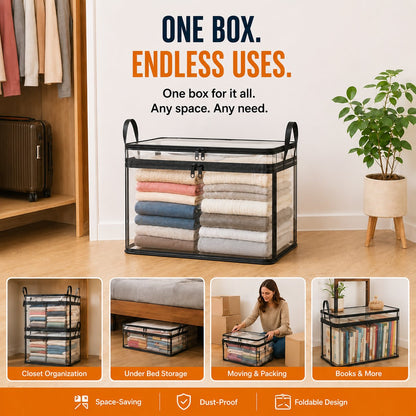 🔥Last Day 49.5% OFF📦Portable Large Heavy-Duty Thick Plastic Clear Storage Box with Hinged Lid