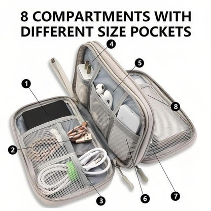 🔥50% OFF Today Only – Cable Organizer Bag, Double Layer Travel Pouch for Chargers, Cords & Tech Accessories